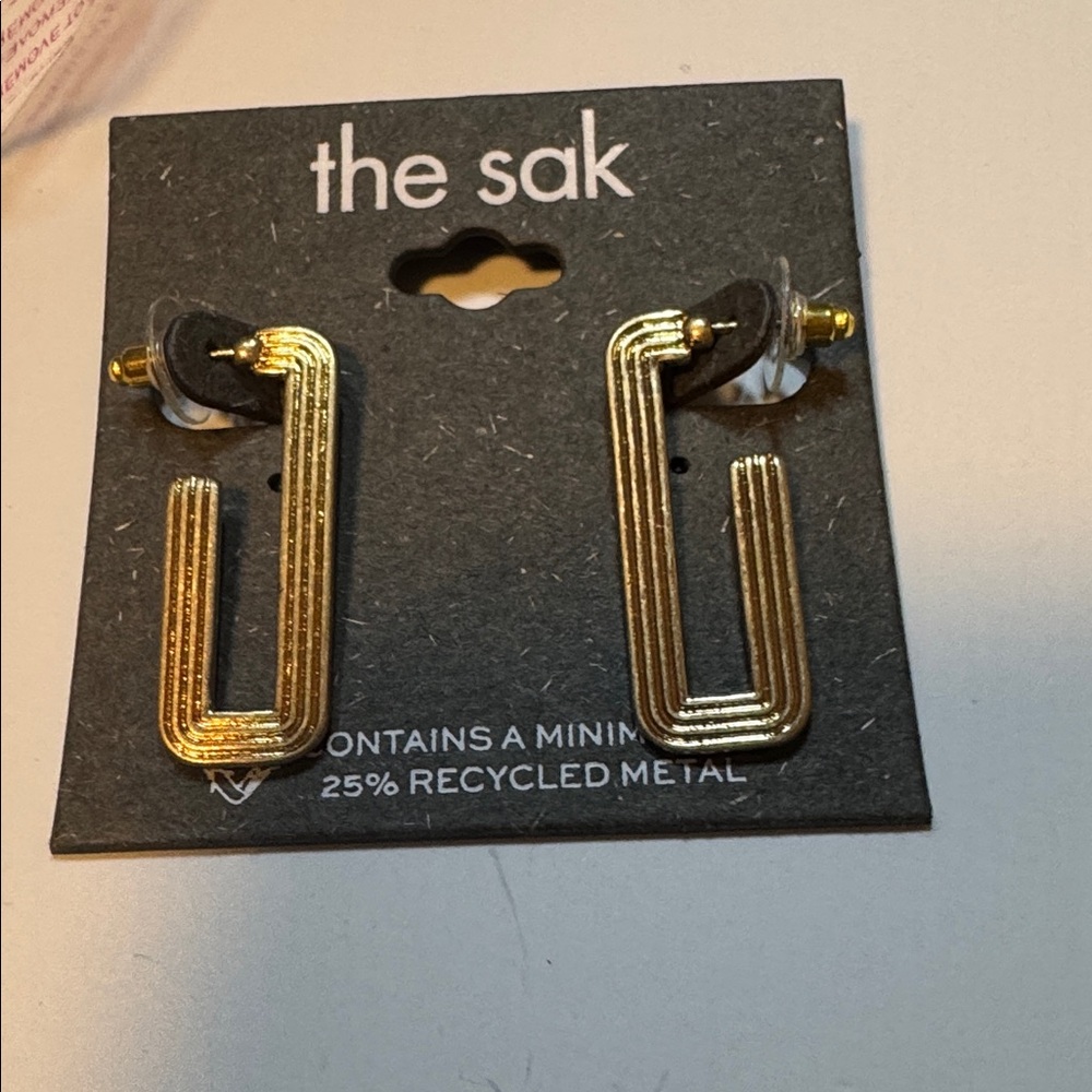 The Sak Gold Textured Rectangular Hoop Earrings - Picture 3 of 3